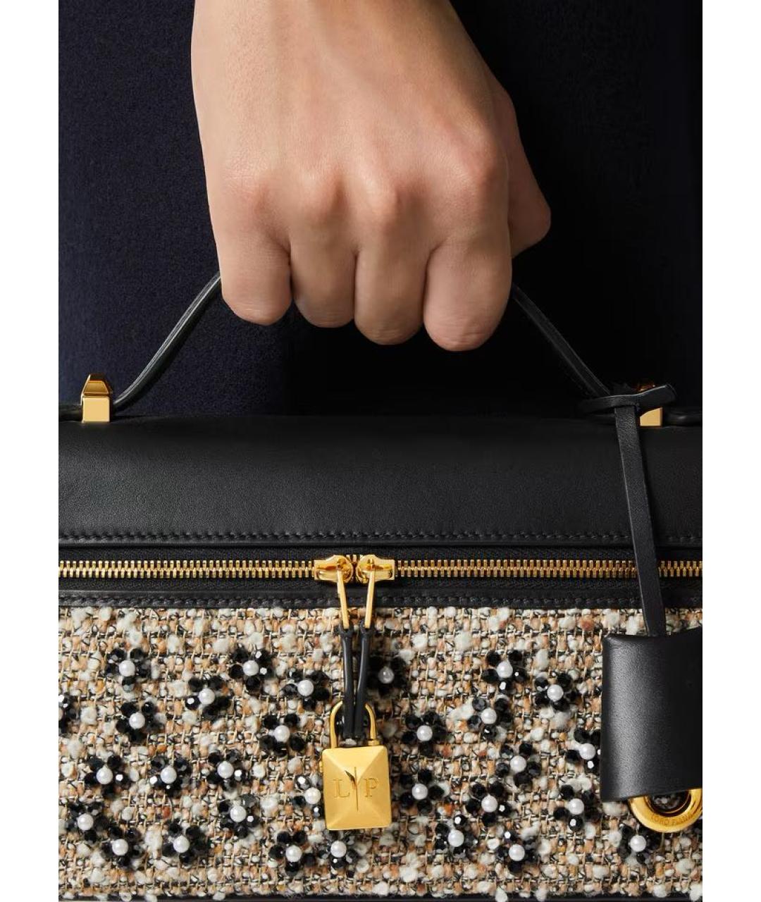 LORO PIANA Черная кожаная сумка через плечо, фото 2