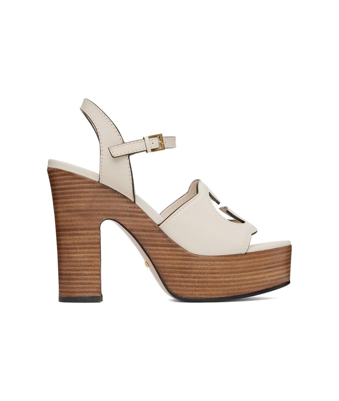 GUCCI Белые кожаные сандалии, фото 7