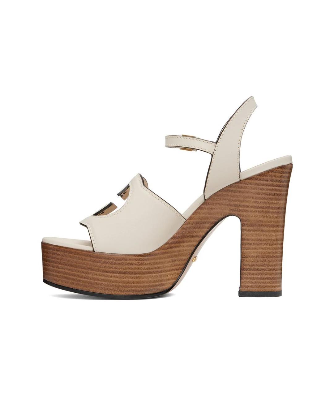 GUCCI Белые кожаные сандалии, фото 2