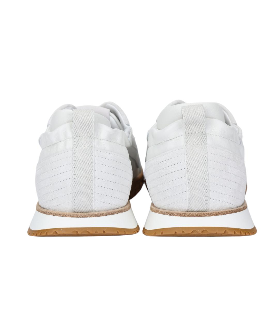 HERMES Белые кожаные кроссовки, фото 4