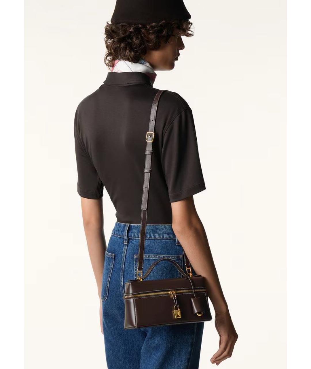 LORO PIANA Коричневая кожаная сумка через плечо, фото 2