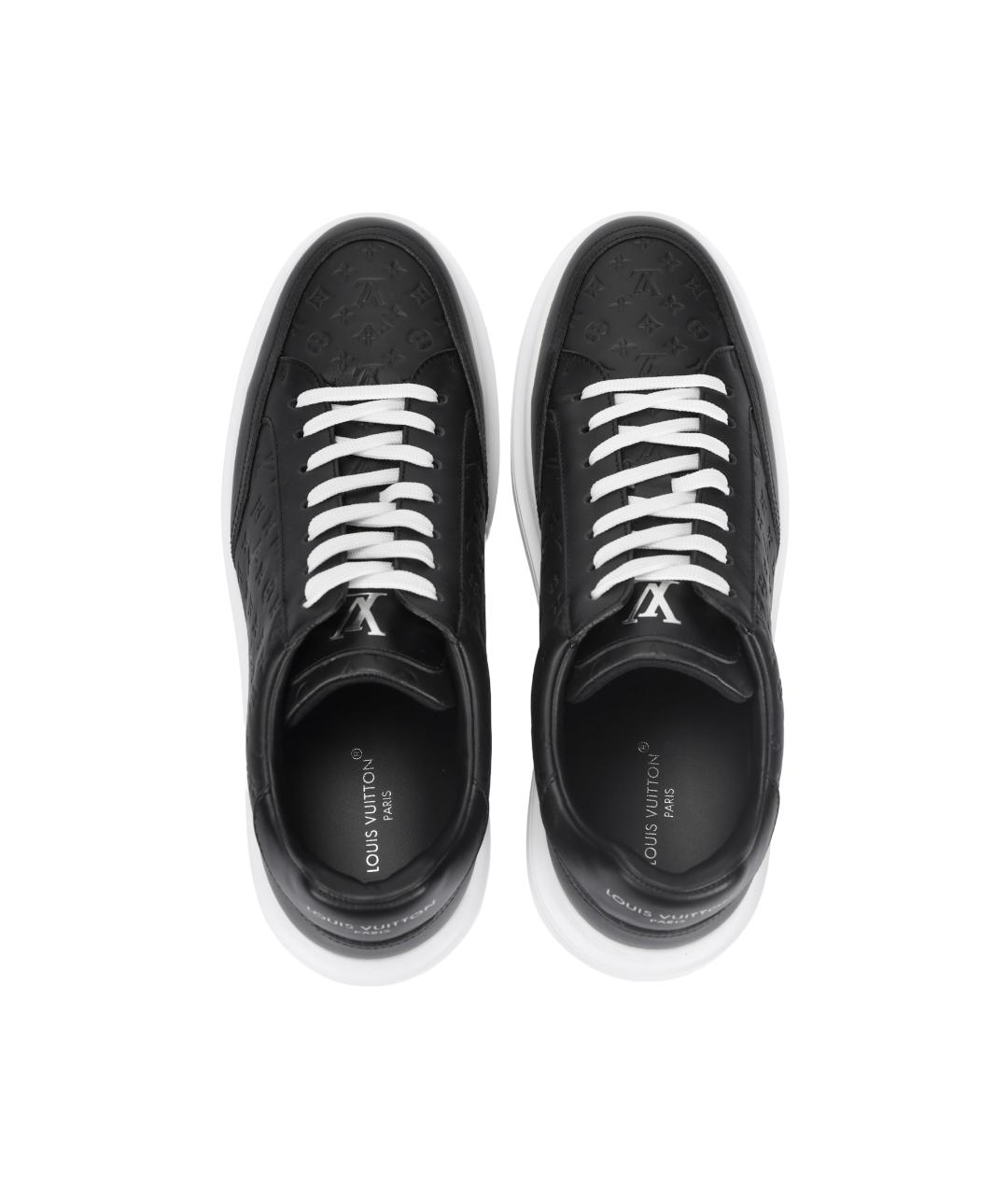LOUIS VUITTON Черные кожаные низкие кроссовки / кеды, фото 4
