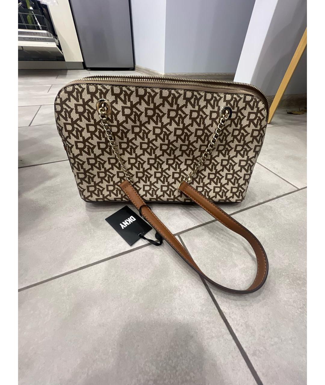 DKNY Бежевая сумка через плечо из искусственной кожи, фото 3