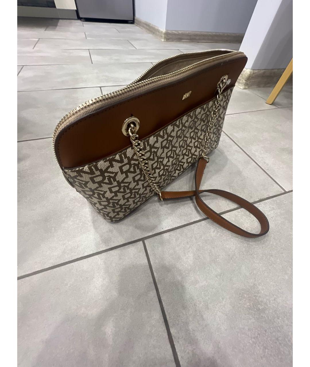 DKNY Бежевая сумка через плечо из искусственной кожи, фото 2