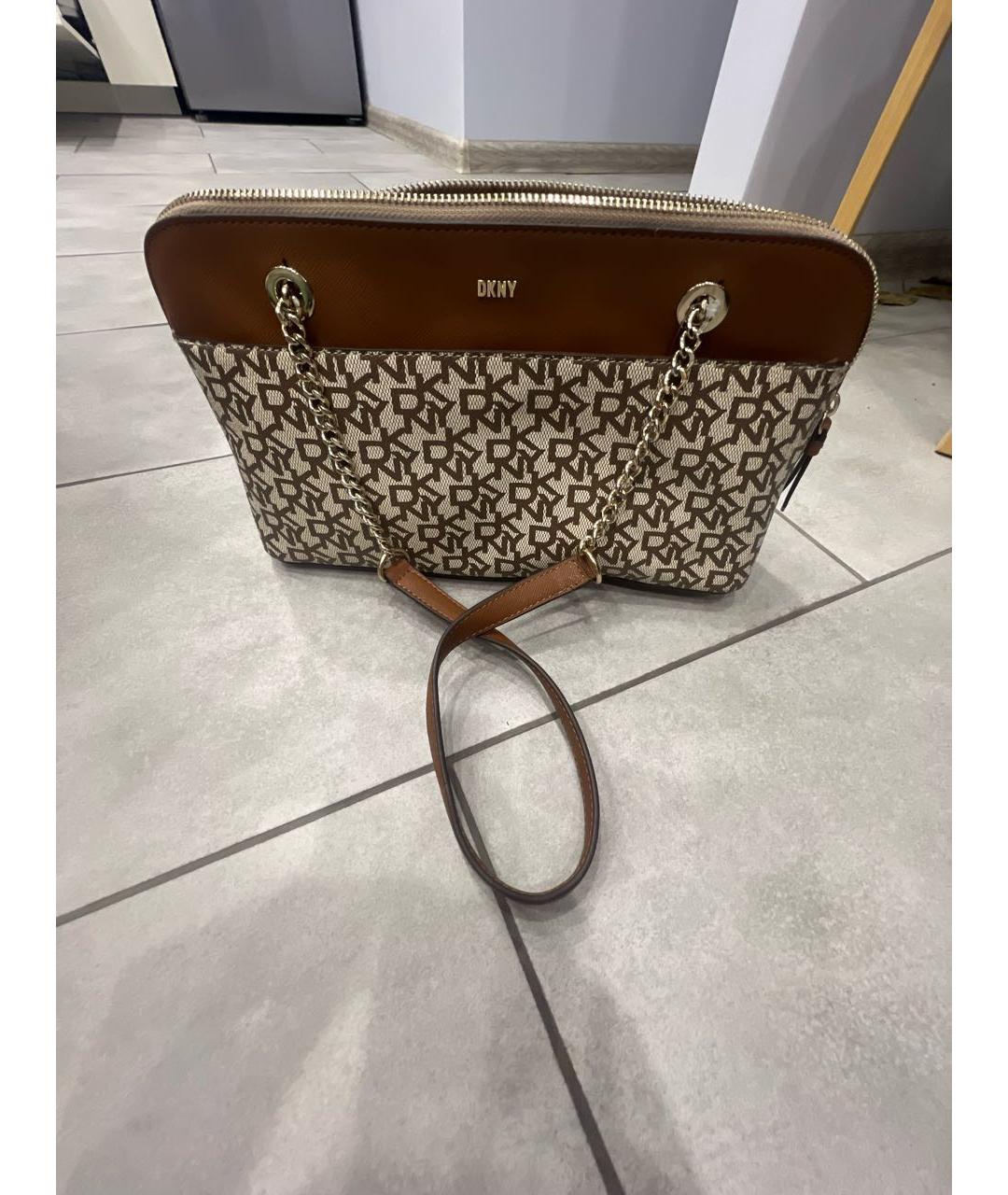 DKNY Бежевая сумка через плечо из искусственной кожи, фото 5
