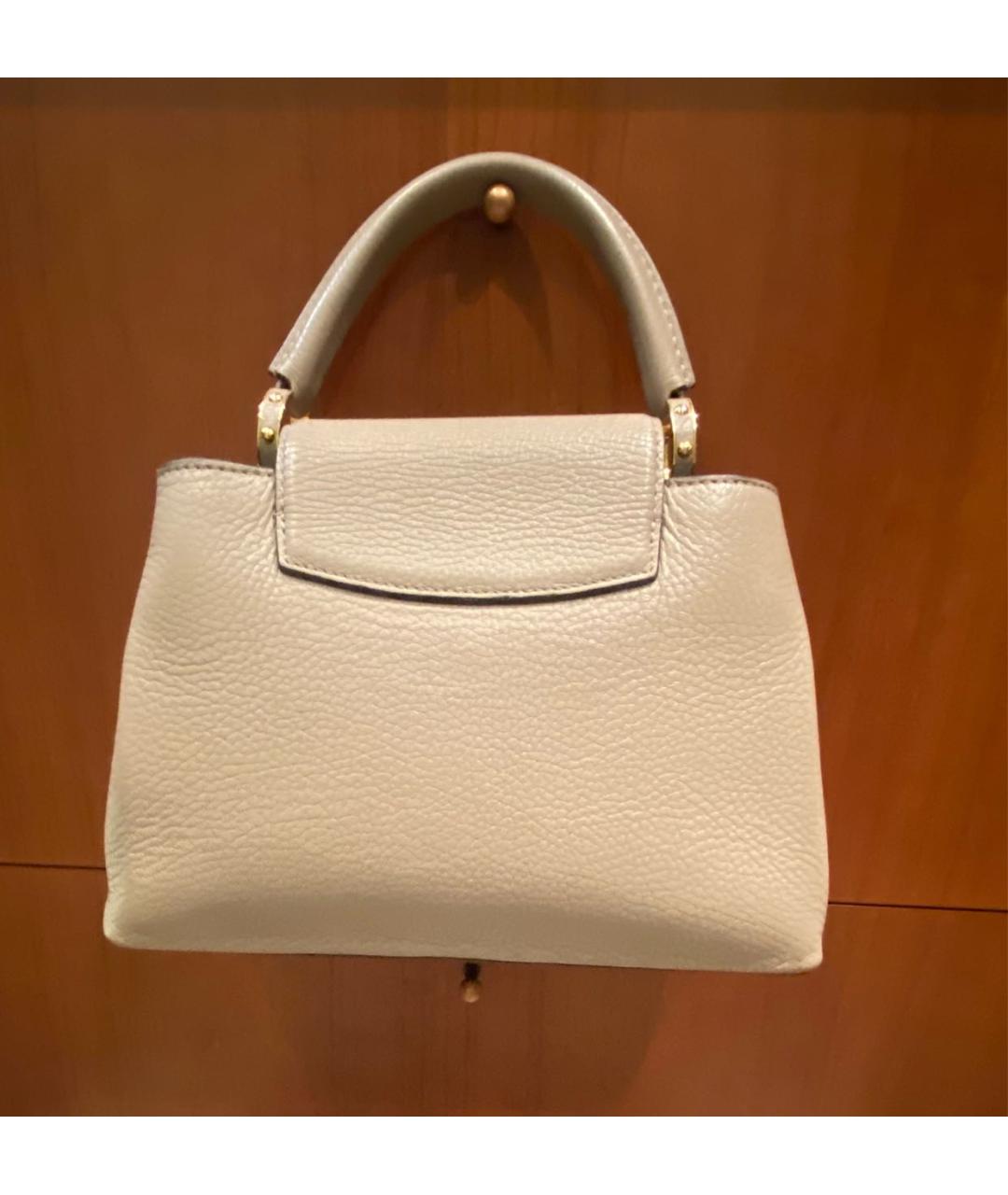 LOUIS VUITTON Бежевая кожаная сумка с короткими ручками, фото 3