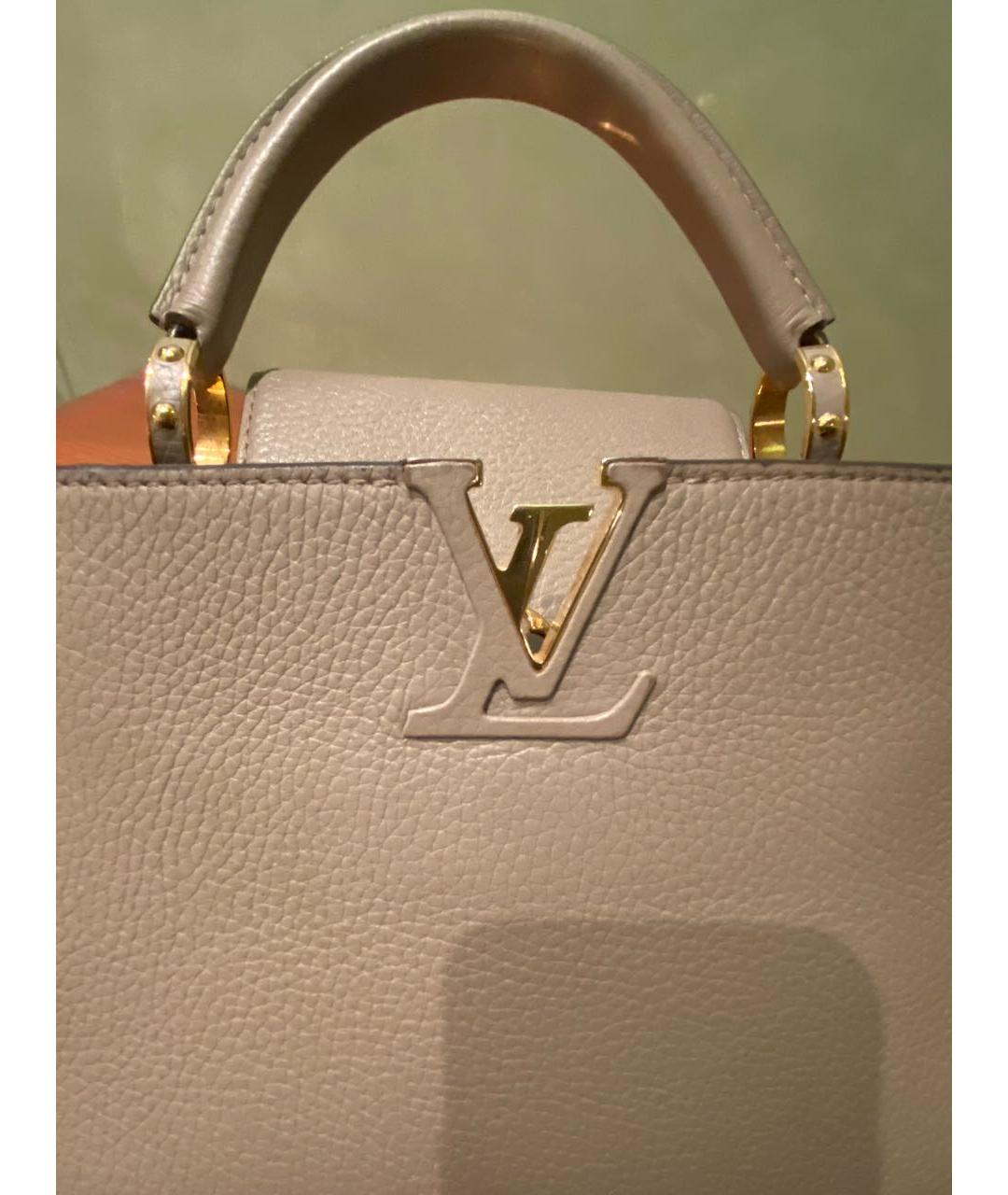 LOUIS VUITTON Бежевая кожаная сумка с короткими ручками, фото 8