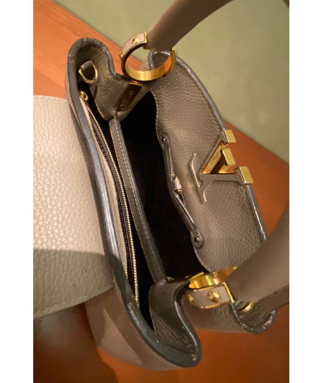 LOUIS VUITTON Бежевая кожаная сумка с короткими ручками, фото 7