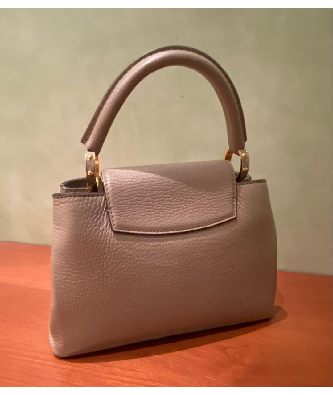 LOUIS VUITTON Бежевая кожаная сумка с короткими ручками, фото 6