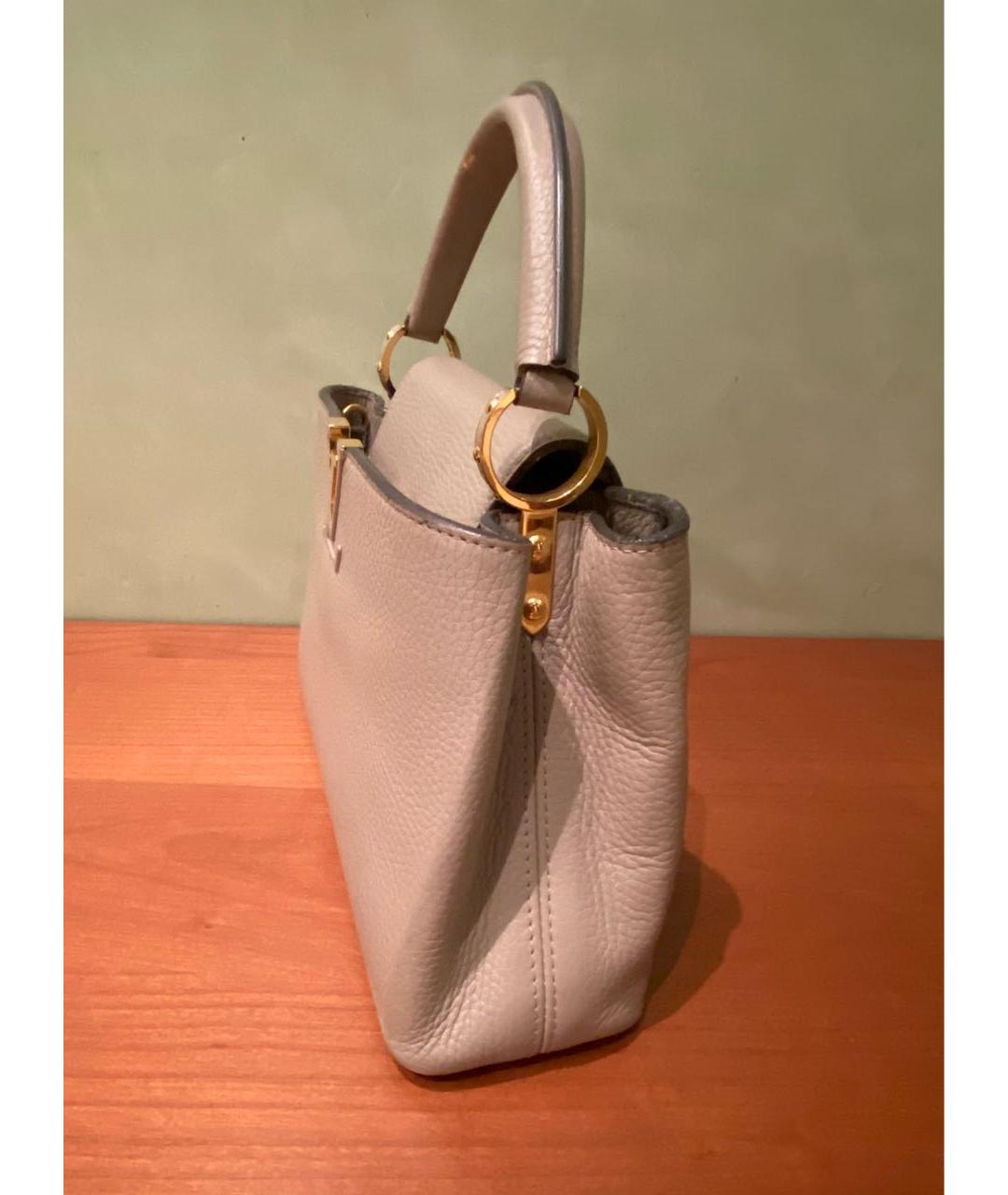 LOUIS VUITTON Бежевая кожаная сумка с короткими ручками, фото 5