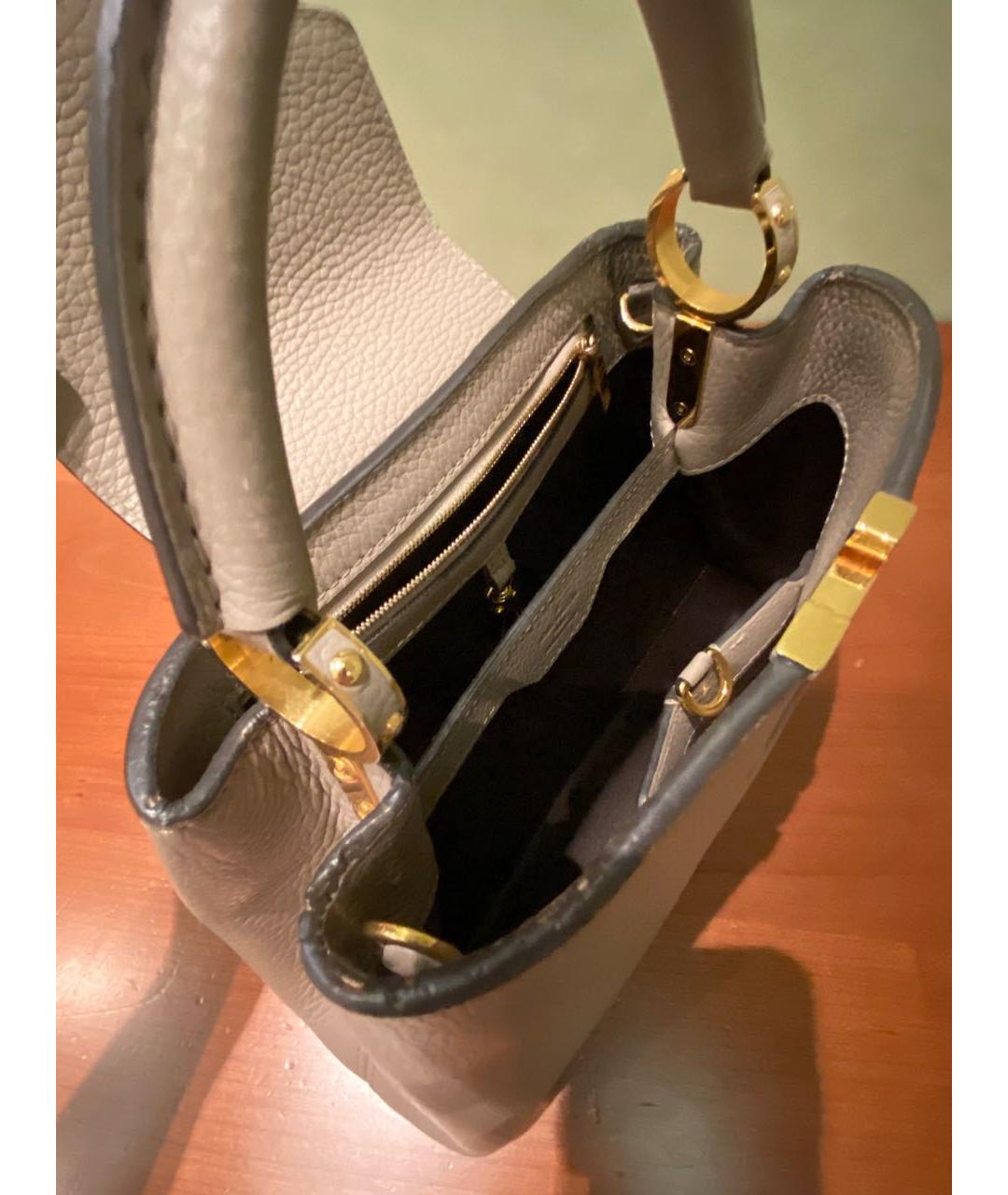 LOUIS VUITTON Бежевая кожаная сумка с короткими ручками, фото 4