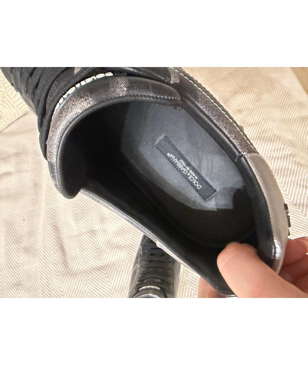 DOLCE&GABBANA Серые кожаные низкие кроссовки / кеды, фото 5