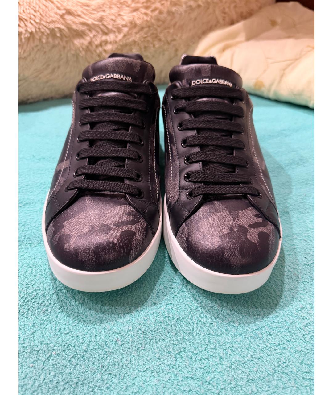 DOLCE&GABBANA Серые кожаные низкие кроссовки / кеды, фото 2