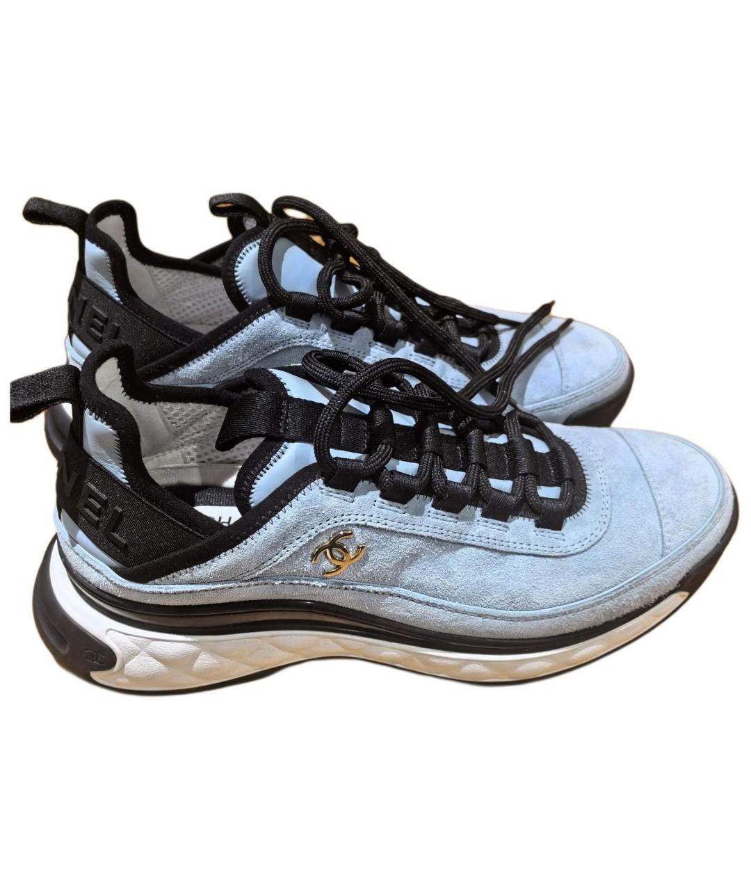 CHANEL Синие кожаные кроссовки, фото 4