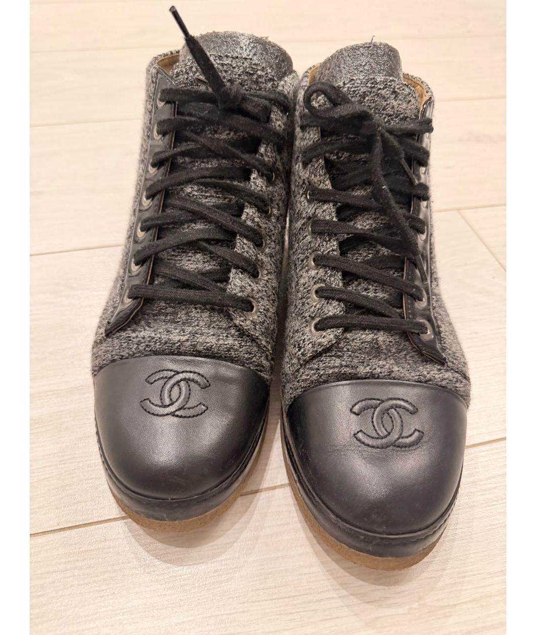 CHANEL Серые текстильные полусапоги, фото 4