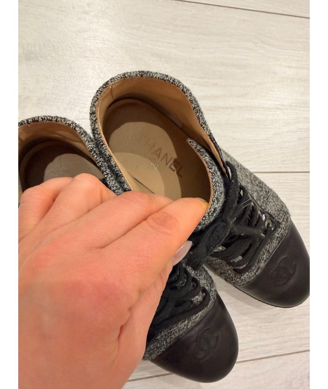 CHANEL Серые текстильные полусапоги, фото 3
