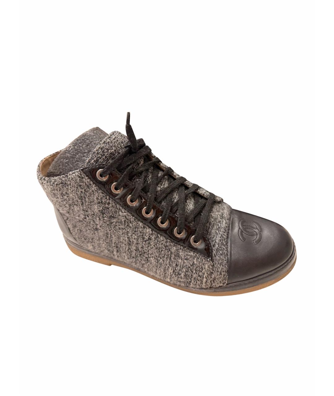 CHANEL Серые текстильные полусапоги, фото 1