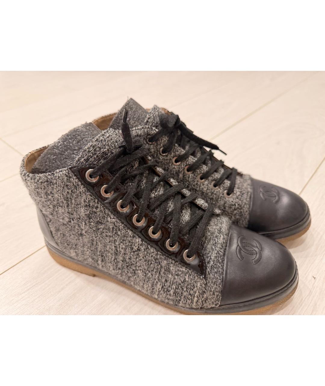 CHANEL Серые текстильные полусапоги, фото 5