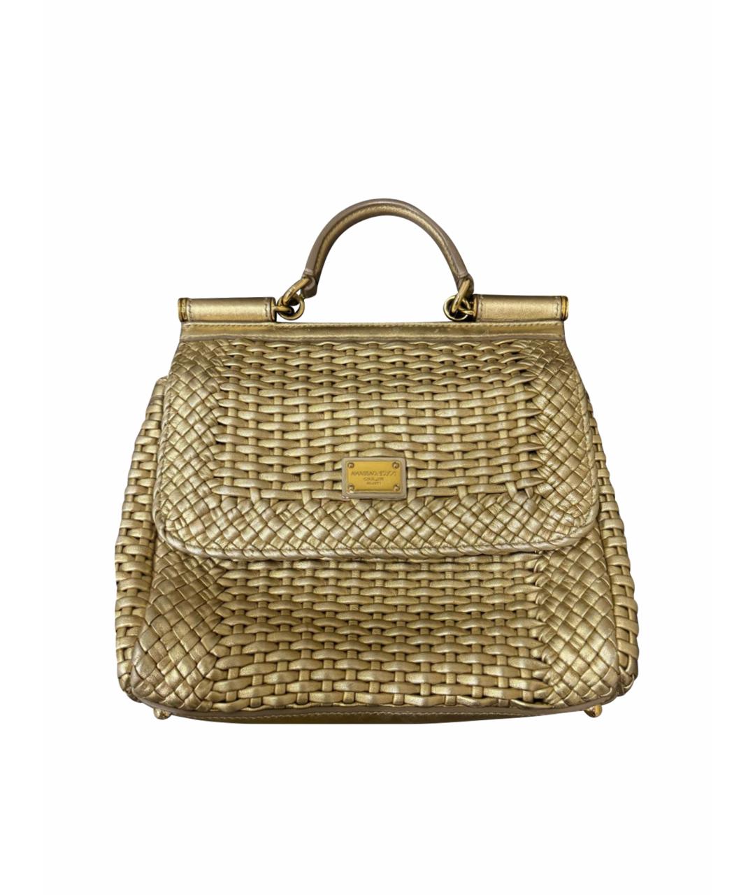 DOLCE&GABBANA Золотая кожаная сумка через плечо, фото 1