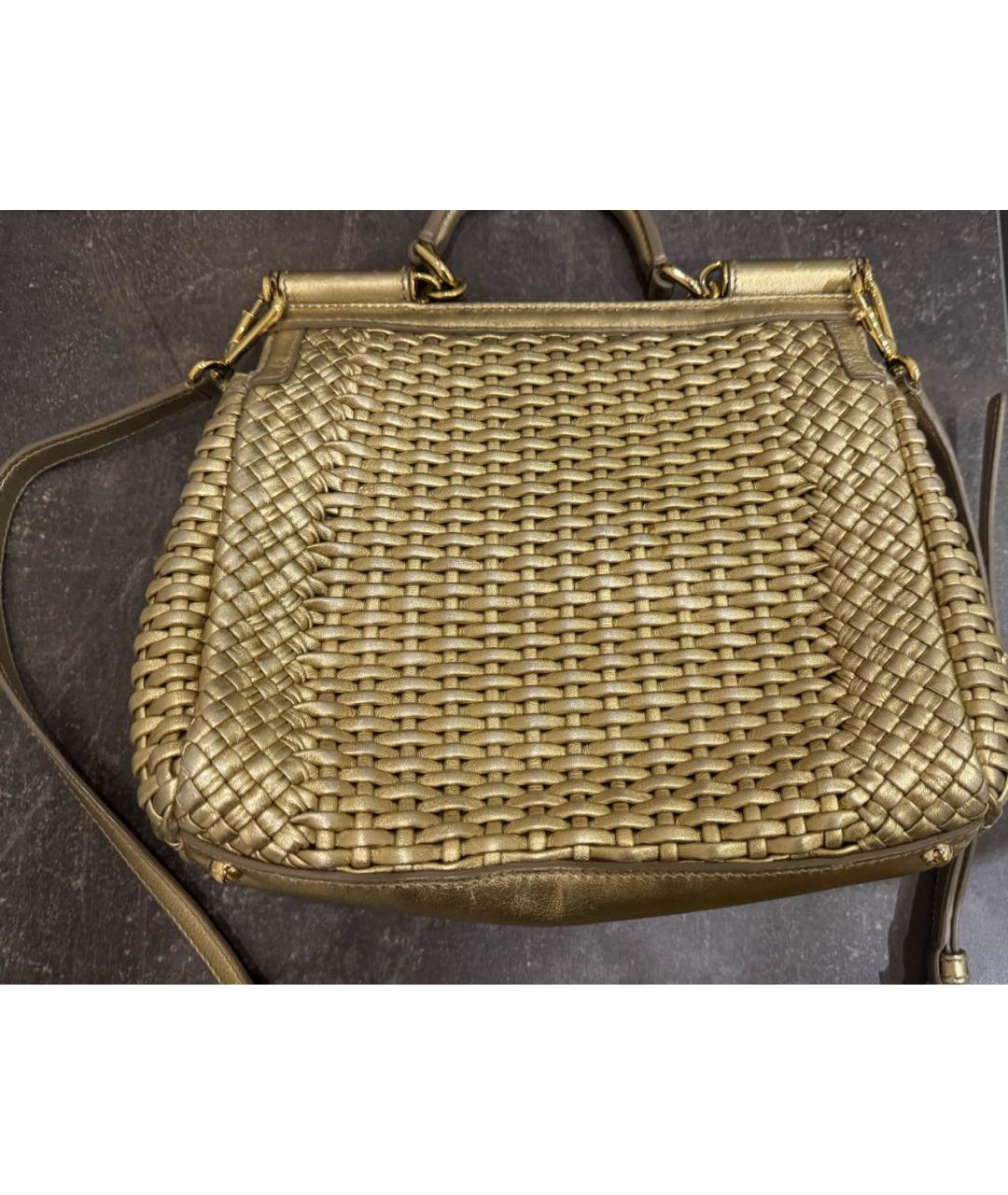 DOLCE&GABBANA Золотая кожаная сумка через плечо, фото 4