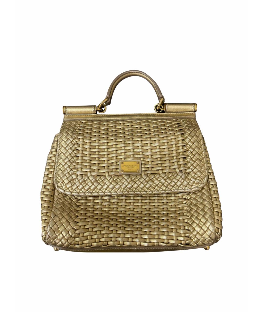 DOLCE&GABBANA Золотая кожаная сумка через плечо, фото 6