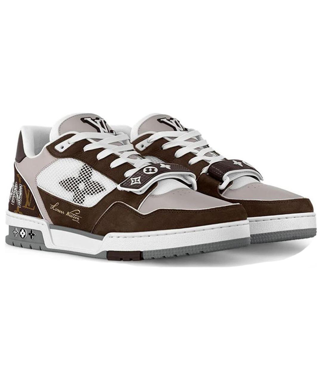 LOUIS VUITTON Коричневые кожаные низкие кроссовки / кеды, фото 2