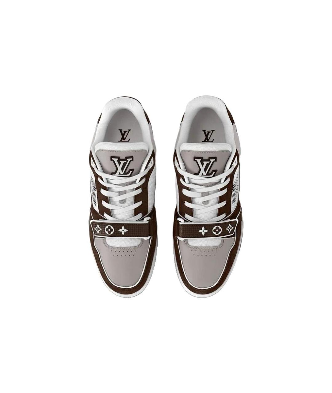LOUIS VUITTON Коричневые кожаные низкие кроссовки / кеды, фото 3