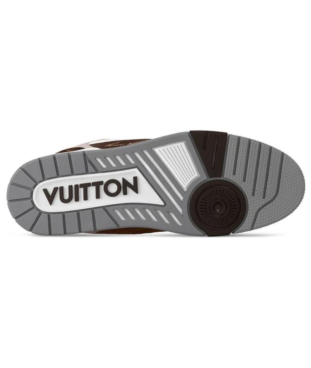 LOUIS VUITTON Коричневые кожаные низкие кроссовки / кеды, фото 5