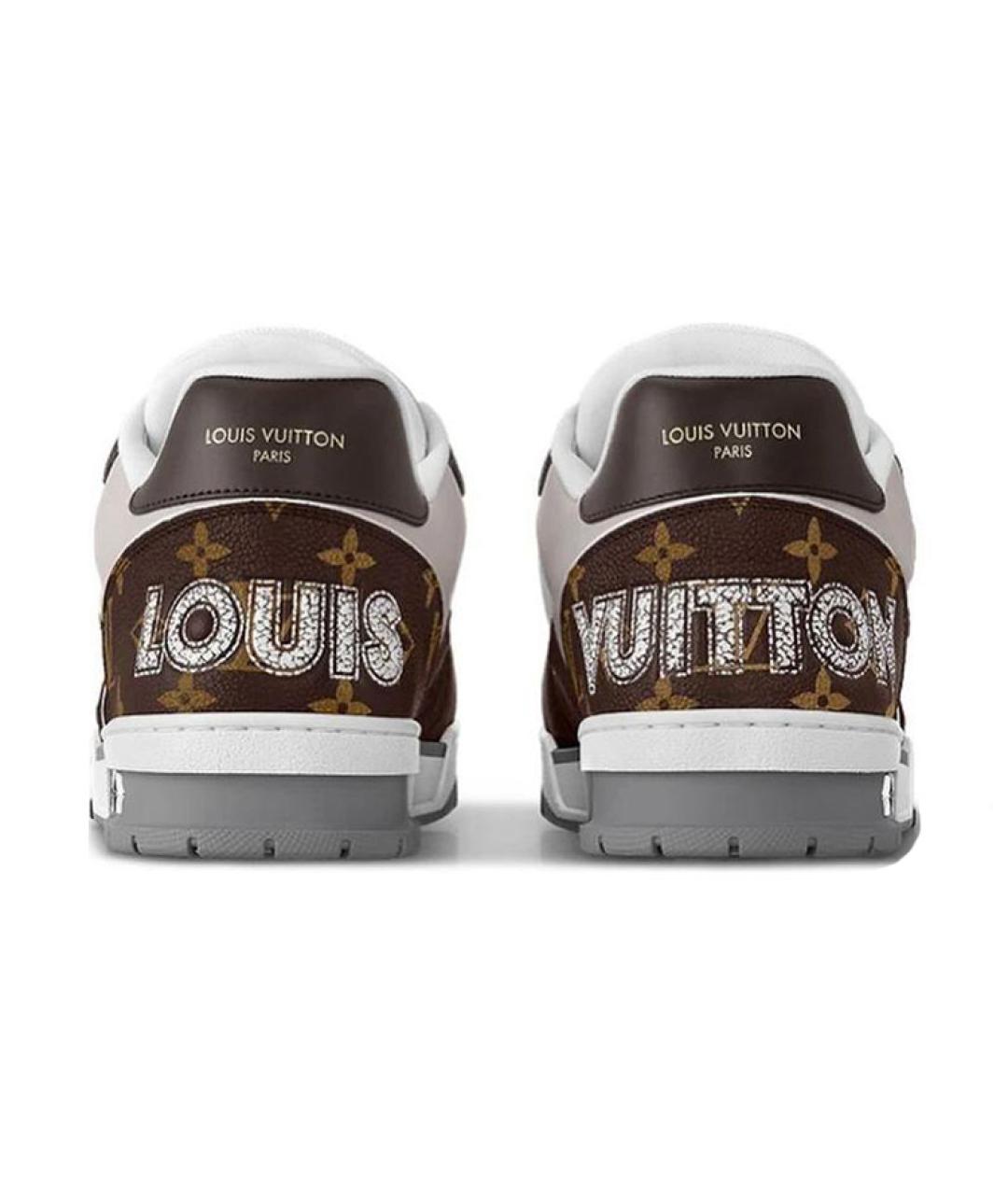 LOUIS VUITTON Коричневые кожаные низкие кроссовки / кеды, фото 4