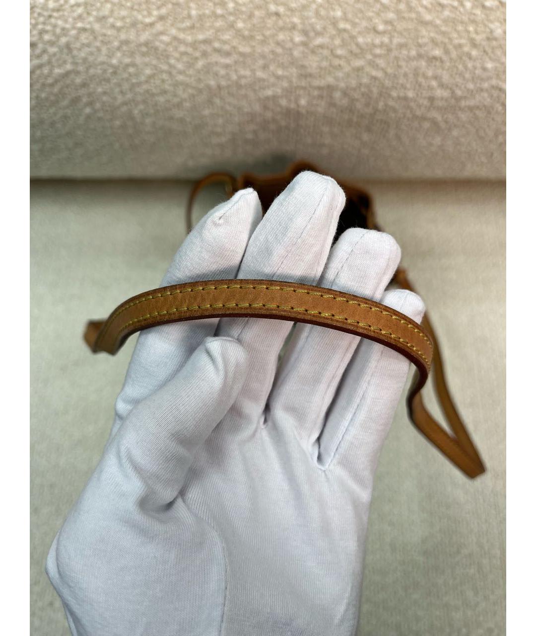 LOUIS VUITTON Коричневая кожаная сумка с короткими ручками, фото 8