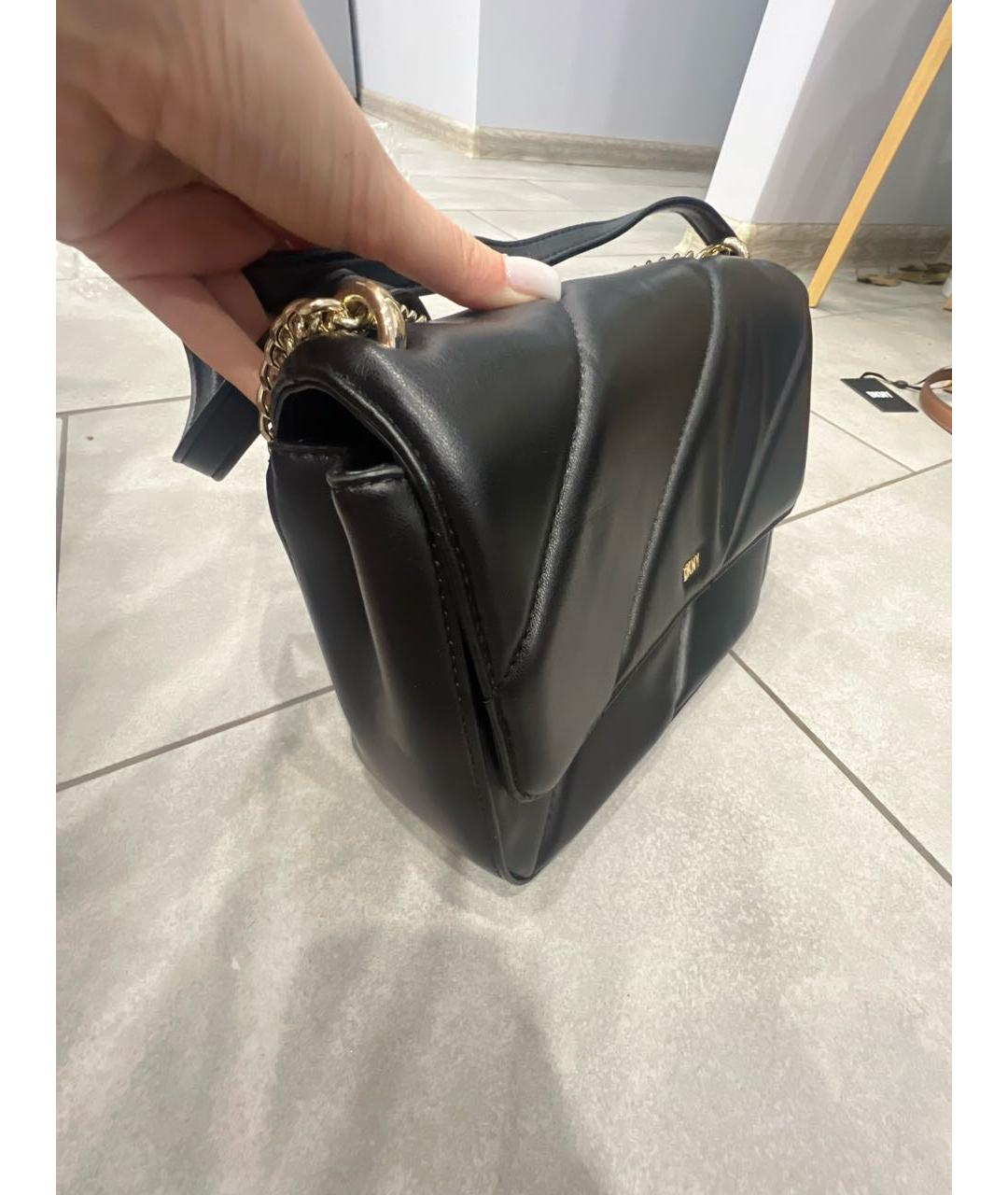 DKNY Черная кожаная сумка через плечо, фото 2