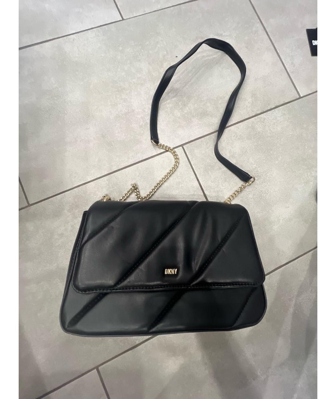 DKNY Черная кожаная сумка через плечо, фото 5