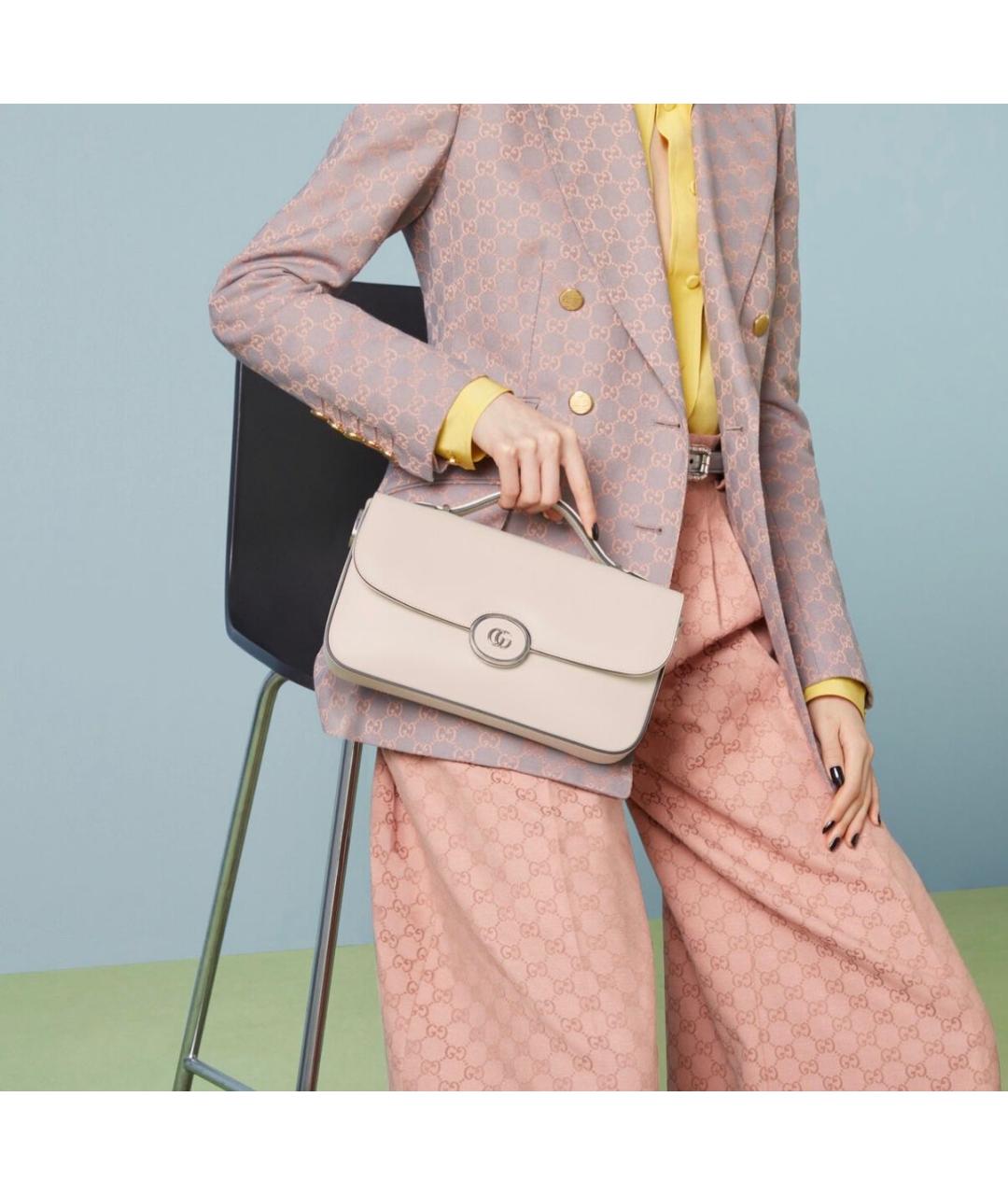 GUCCI Белая кожаная сумка через плечо, фото 7