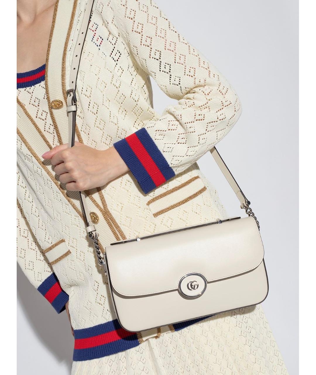 GUCCI Белая кожаная сумка через плечо, фото 8