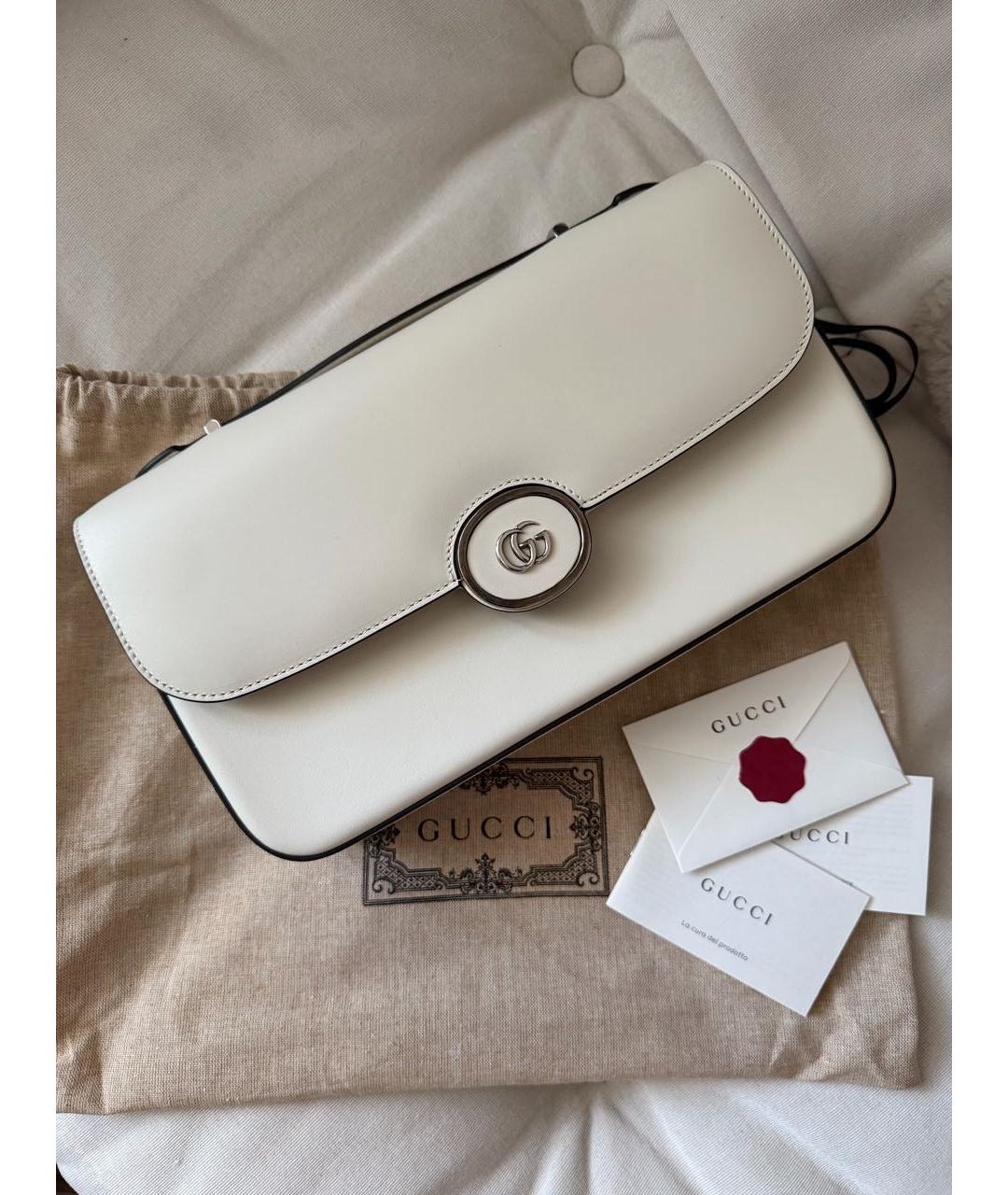 GUCCI Белая кожаная сумка через плечо, фото 2