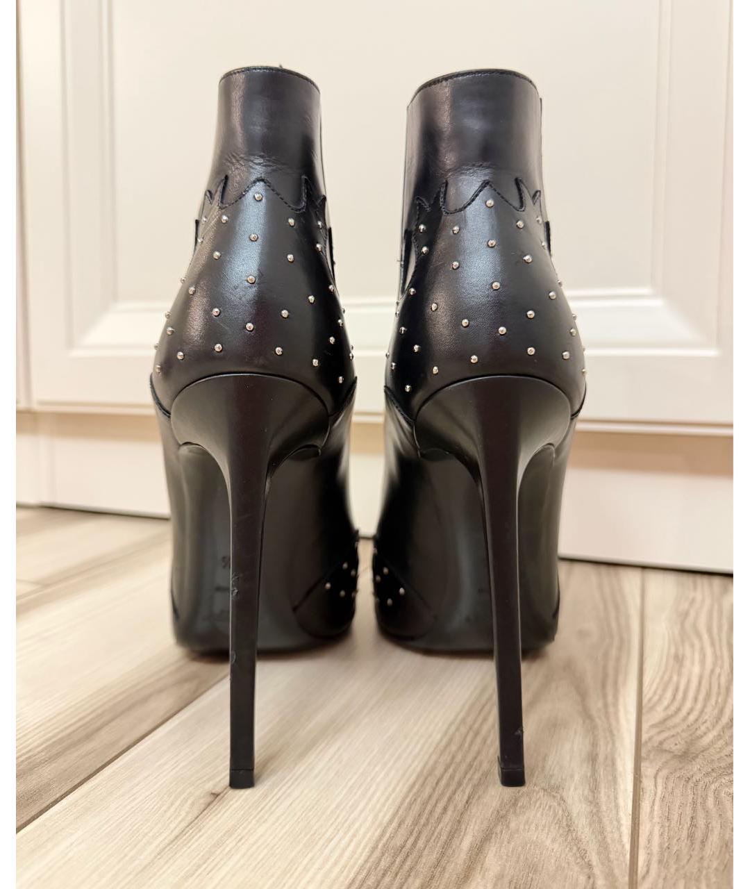 SAINT LAURENT Черные кожаные ботильоны, фото 4