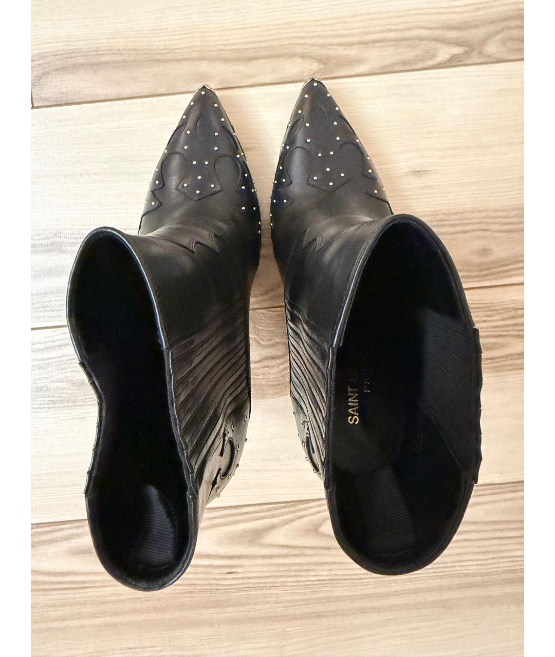 SAINT LAURENT Черные кожаные ботильоны, фото 3