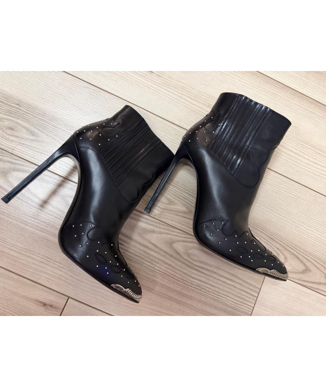 SAINT LAURENT Черные кожаные ботильоны, фото 5