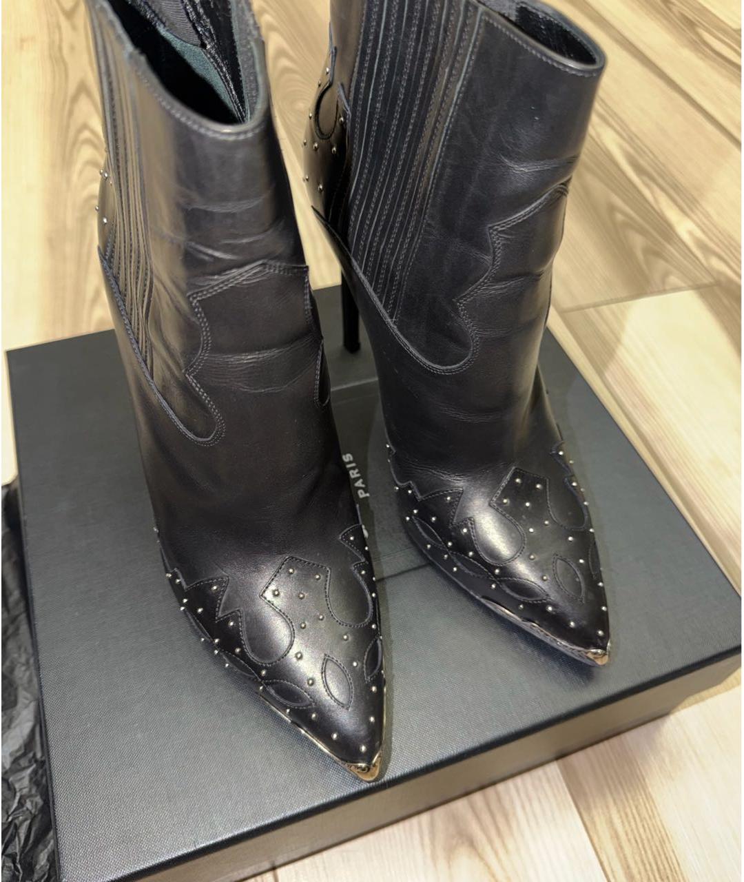 SAINT LAURENT Черные кожаные ботильоны, фото 6