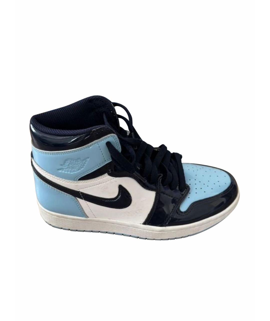 NIKE Голубые кроссовки из лакированной кожи, фото 1