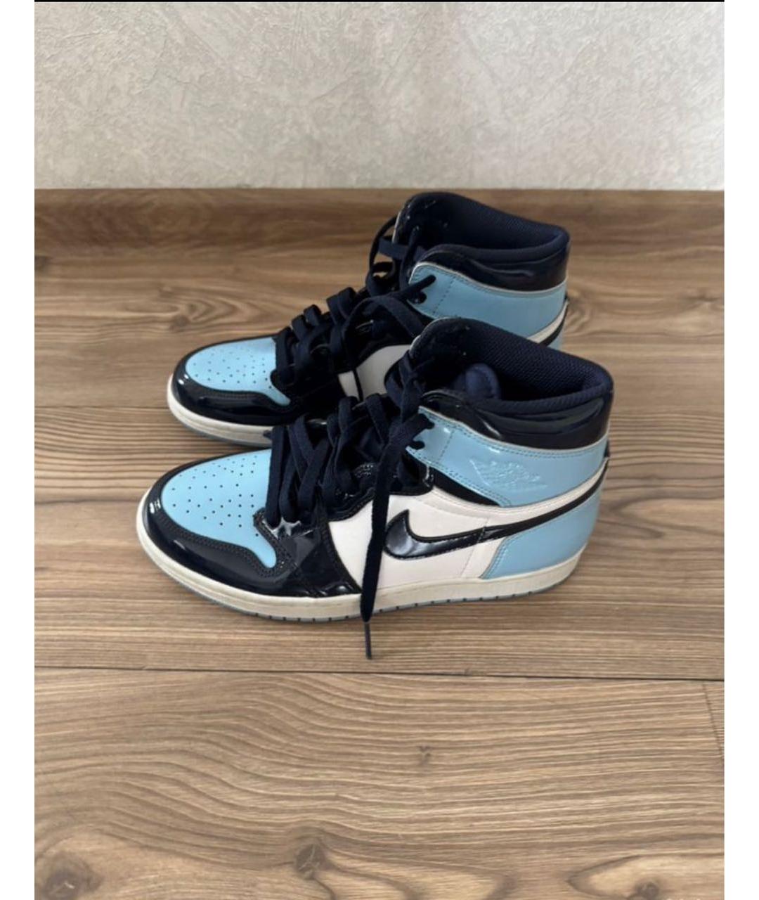 NIKE Голубые кроссовки из лакированной кожи, фото 4