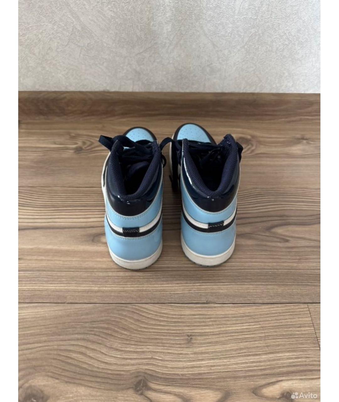 NIKE Голубые кроссовки из лакированной кожи, фото 3