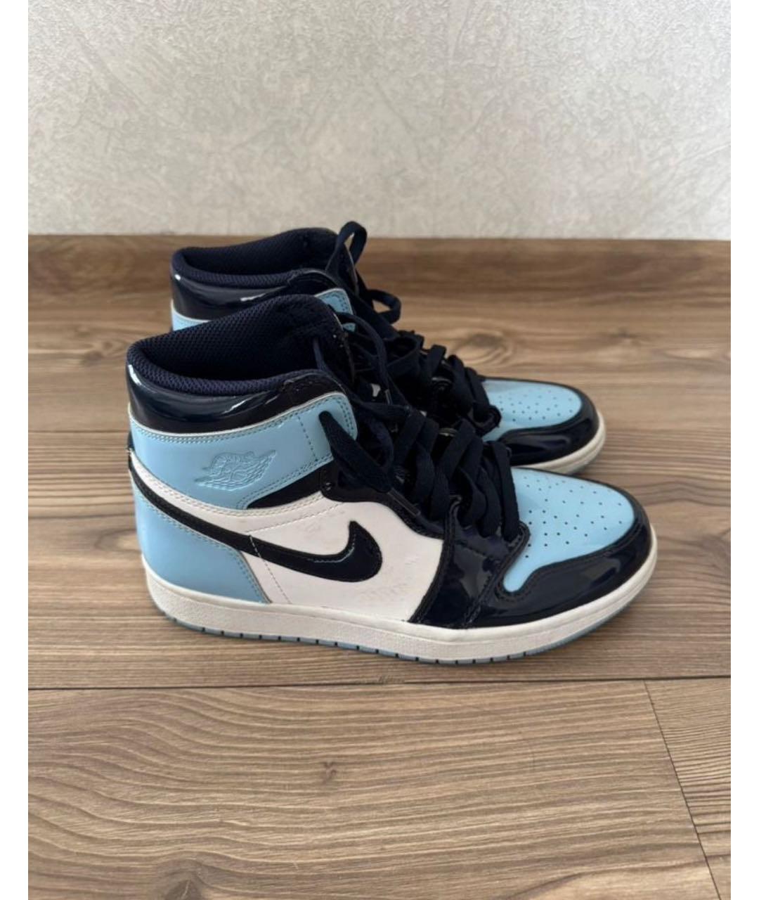 NIKE Голубые кроссовки из лакированной кожи, фото 5