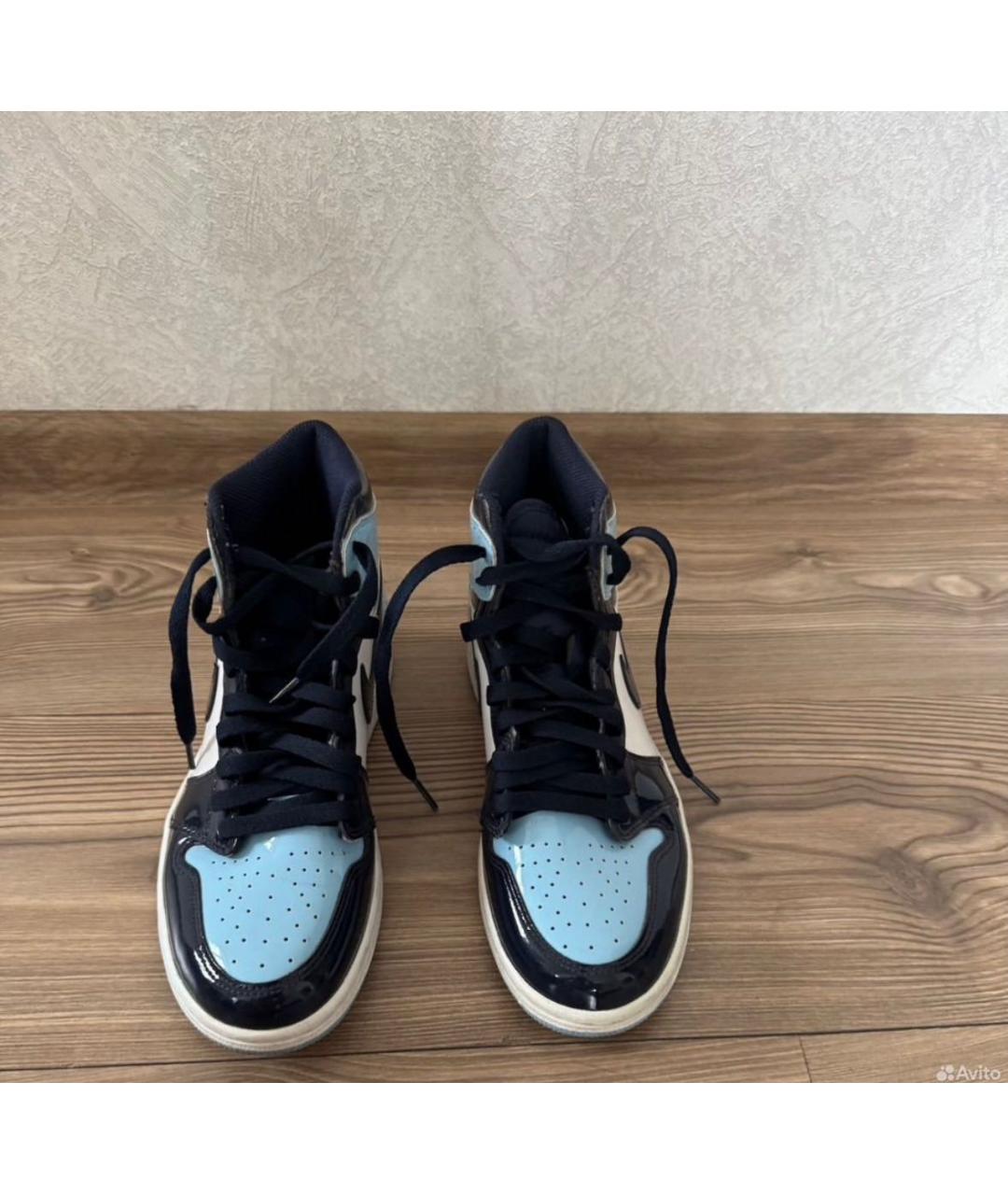 NIKE Голубые кроссовки из лакированной кожи, фото 2