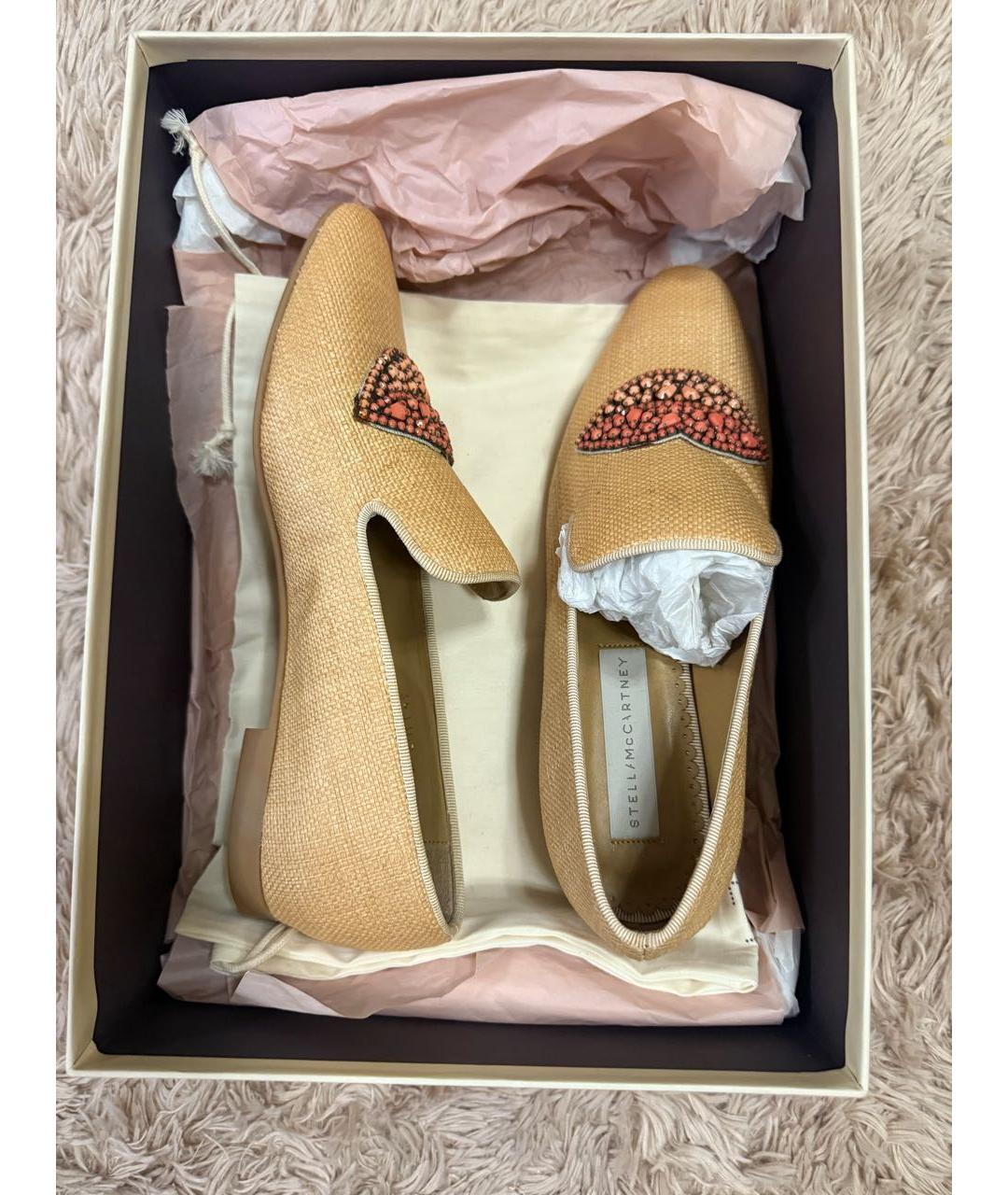 STELLA MCCARTNEY Бежевые текстильные лоферы, фото 5