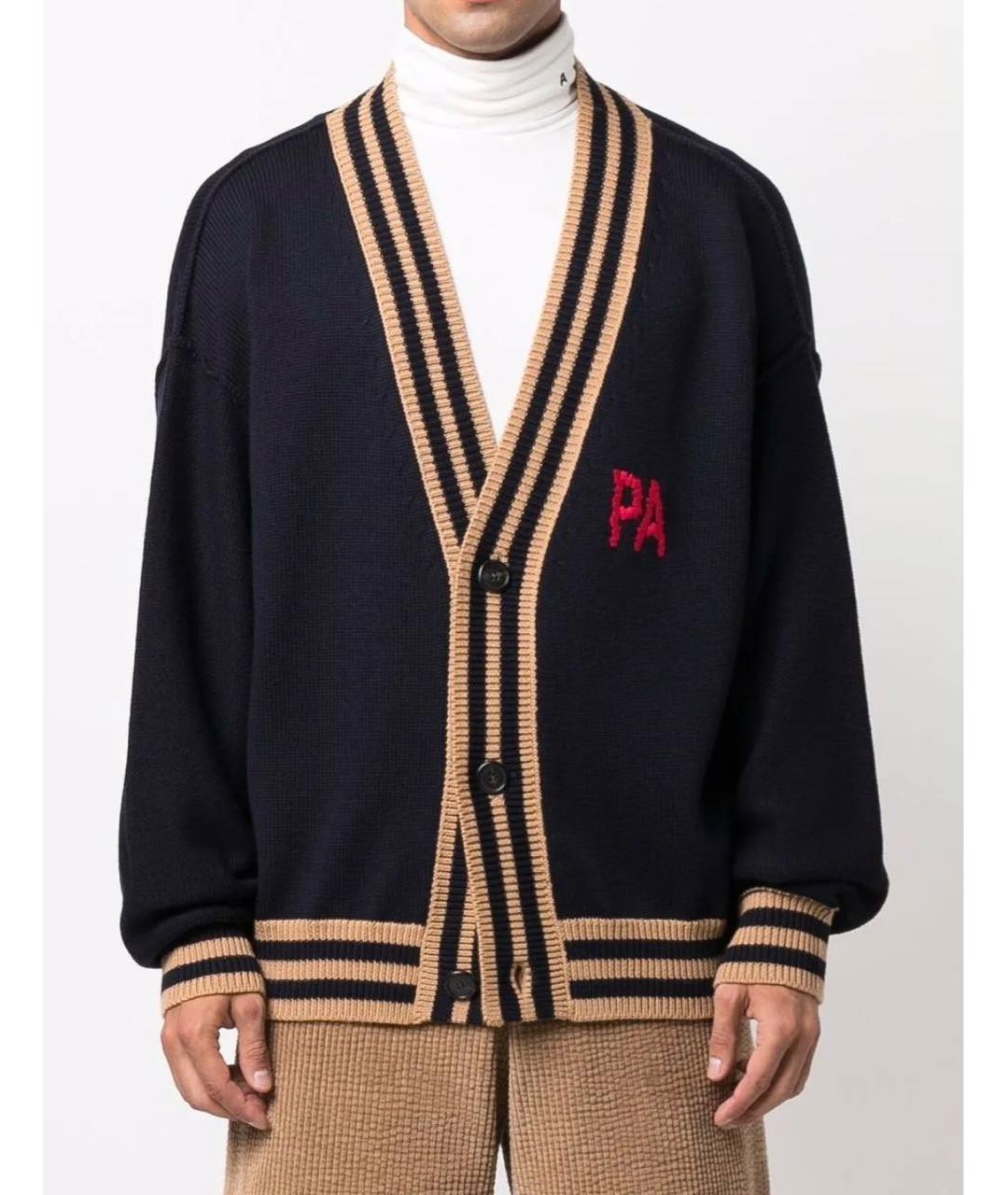 PALM ANGELS Темно-синий шерстяной кардиган, фото 5