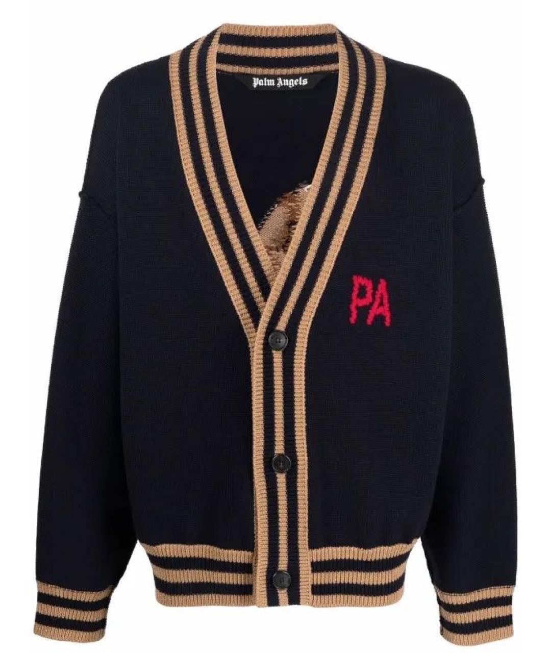 PALM ANGELS Темно-синий шерстяной кардиган, фото 1
