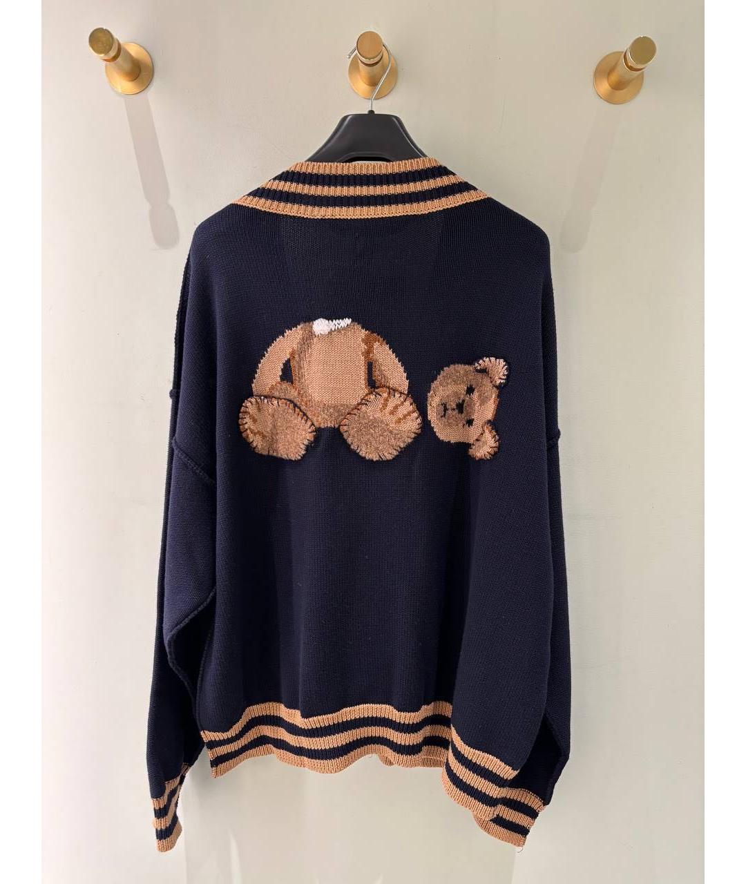 PALM ANGELS Темно-синий шерстяной кардиган, фото 4