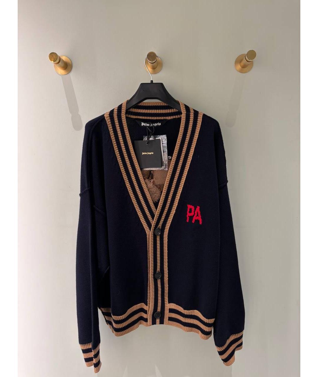 PALM ANGELS Темно-синий шерстяной кардиган, фото 3