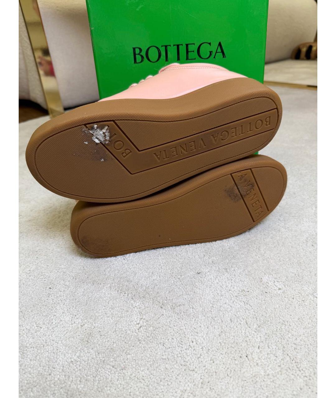 BOTTEGA VENETA Розовые кожаные кроссовки, фото 7